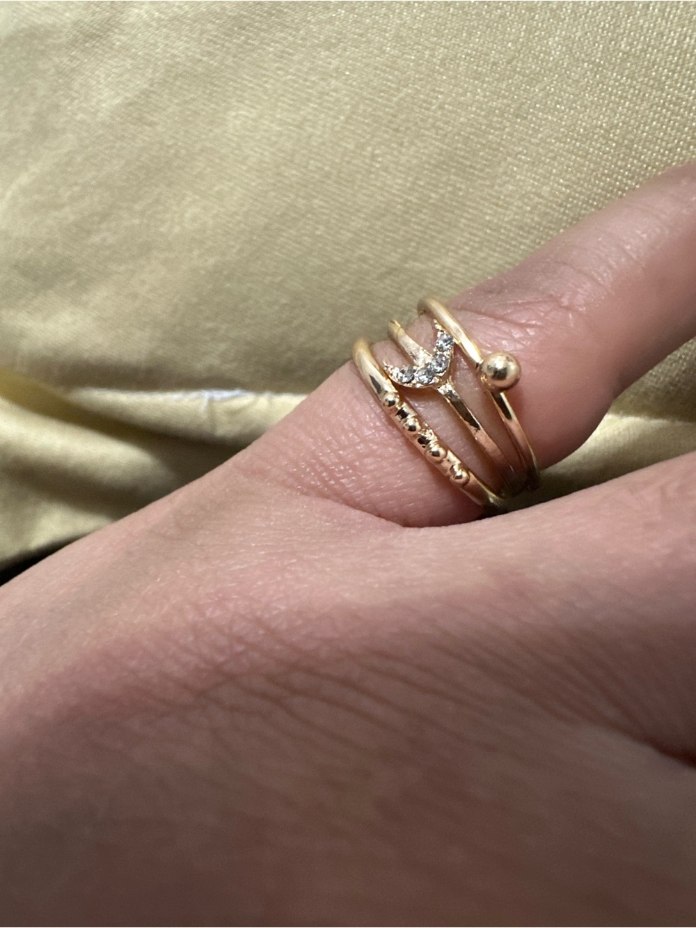 Gold tone Stacked Crystal Ring - Women's Fashion Jewelry